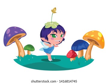 beautiful magic fairy in the fungus camp