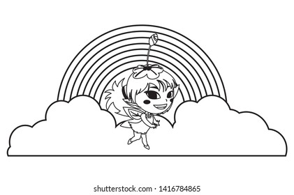 beautiful magic fairy in rainbow character