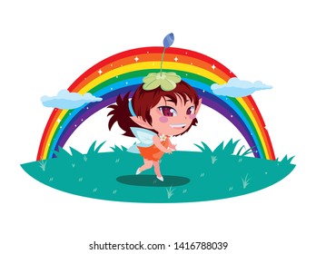 beautiful magic fairy in rainbow character