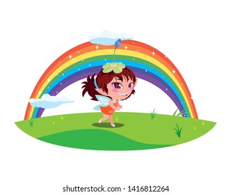 beautiful magic fairy in rainbow character