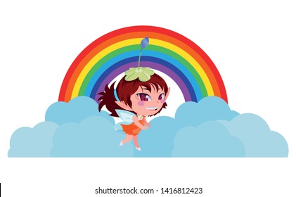 beautiful magic fairy in rainbow character