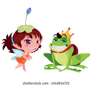 beautiful magic fairy with toad prince characters
