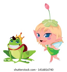 beautiful magic fairy with toad prince characters