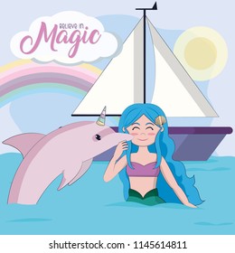 Beautiful and magic mermaid