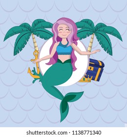 Beautiful and magic mermaid cartoon
