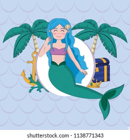 Beautiful and magic mermaid cartoon