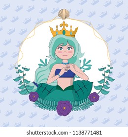 Beautiful and magic mermaid cartoon