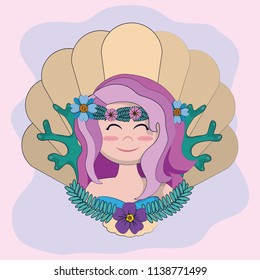 Beautiful and magic mermaid cartoon
