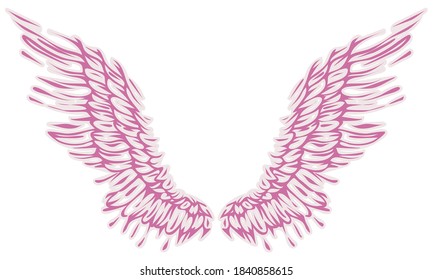 Beautiful magic pink angel wings, vector