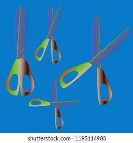 Beautiful magic suite gradient multicolored instrument scissors.