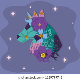 Beautiful and magic unicorn cartoon