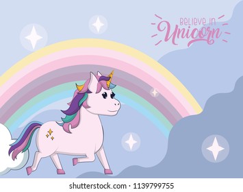 Beautiful and magic unicorn cartoon Beautiful and magic unicorn cartoon