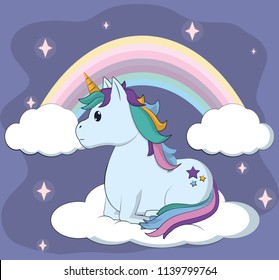 Beautiful and magic unicorn cartoon