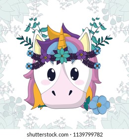 Beautiful and magic unicorn cartoon