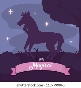 Beautiful and magic unicorn cartoon