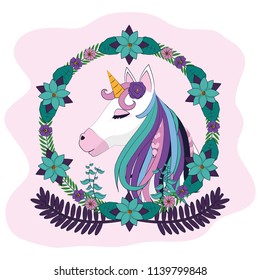 Beautiful and magic unicorn cartoon