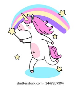 A beautiful magic unicorn. Cute vector illustration
