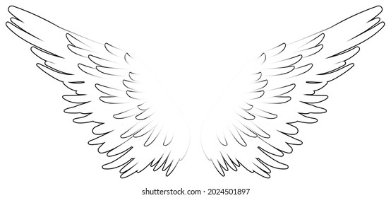 Beautiful magic white angel wings, vector