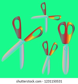 Beautiful magical kit gradient multicolor tool scissors.