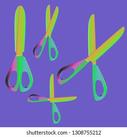 Beautiful magical suite gradient multicolored instrument scissors. Beautiful magical suite gradient multicolored instrument scissors.