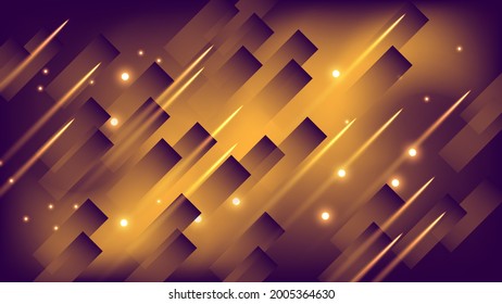 beautiful magical wallpaper. 3D image. oblique overlapping translucent stripes, lights and meteorites on a purple-orange background. vector. 