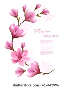 Beautiful magnolia background. Vector.