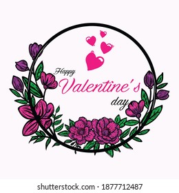 Beautiful magnolia with happy valentine typography illustrations