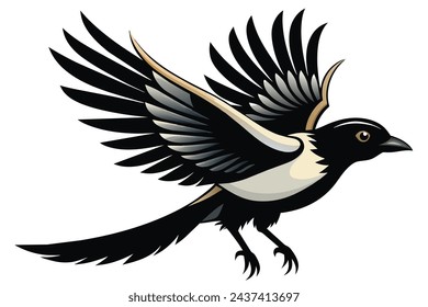 A beautiful magpie Portrait  vector illustration artwork 