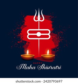 beautiful maha shivratri religious background with glowing diya vector