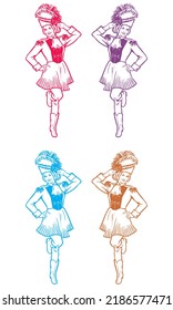 Beautiful Majorette Vector Illustration. Majorette Isolated On A White Background
