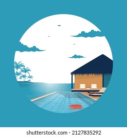 Beautiful Maldives Sea Island Resort Hut Holiday Vacation Travel Circle View