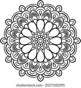 beautiful mandala art for coloring book, mandala art vector, mandala biik line art vector illustration