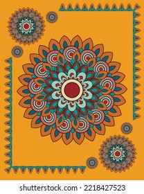 Schöne mandala Kunst mit Blume und Lotus Muster, Mandala-Malerei im indischen Stil, Vektorgrafik