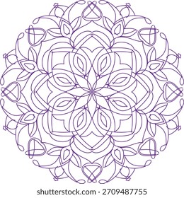 Beautiful mandala art work made with purple colour only