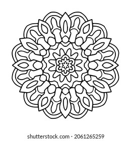Beautiful mandala back white vector art, coloring book page