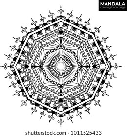 Beautiful mandala. Black and white.