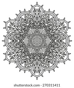 Beautiful mandala. Black and white.