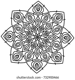 Beautiful mandala in black and white design like pattern on the tail of the peacock, creative ornament for background or tattoo design