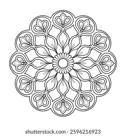 Beautiful Mandala Coloring Page for Stress Relief and Mindfulness
