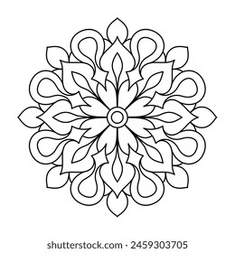 beautiful mandala design for adults and kids coloring book, elegant mandala art in floral shape
