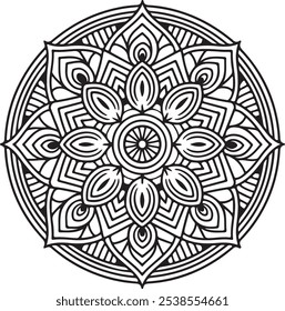 Um belo Mandala Design em preto e branco.