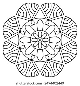 beautiful mandala design with clean lines for coloring book, mandala design for adults coloring book
