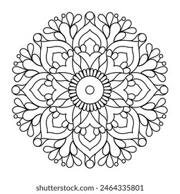 beautiful mandala design for coloring book, relaxing and simple mandala art, yoga logo design
