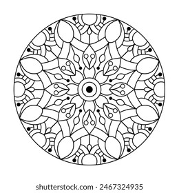 beautiful mandala design for coloring book, soothing and simple mandala art
