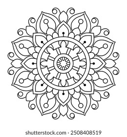 beautiful mandala design for coloring book, mandala art for tattoo and henna design, elegant mandala design
