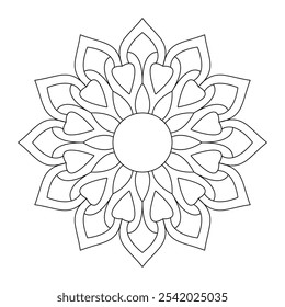 Schöne Mandala-Design zum Färben Buch, Vektordatei, Tattoo-Design, Wandkunst, einfache Mandala-Kunst, Design für eine Tapete Paint Shirt und Fliese Sticker Design, Vektordatei