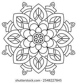 beautiful mandala design for coloring book page, creative mandala art for wall art, henna design
