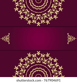 Beautiful mandala design on background. Greeting card. Decorative card. Template for your design. Vector illustration