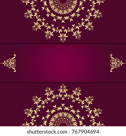 Beautiful mandala design on background. Greeting card. Decorative card. Template for your design. Vector illustration