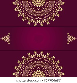 Beautiful mandala design on background. Greeting card. Decorative card. Template for your design. Vector illustration